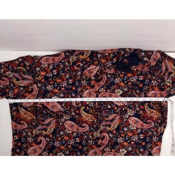 Terra & Sky Floral Paisley V-Neck Boho Blouse, Size 1X - Picture 5 of 9